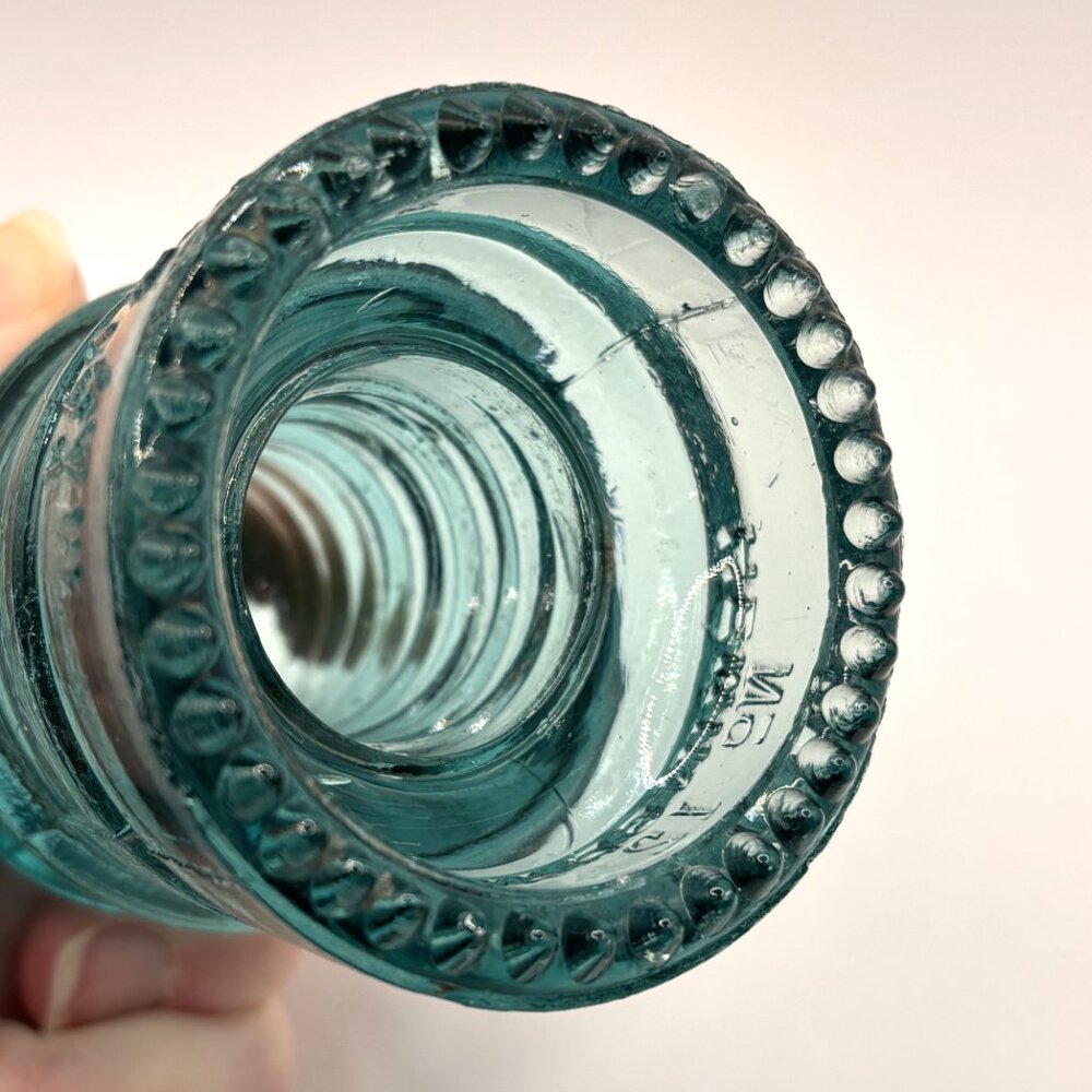 Vintage Hemingray No. 12 Aqua Blue Glass 4" Insulator Patented MAY 2 1893 - Picture 7 of 11